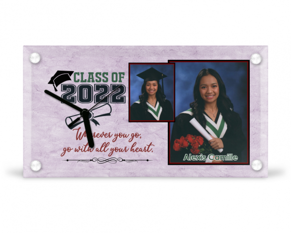 Personalized Glass clock photo frame 30x16 Cm (11.8"X6.3")